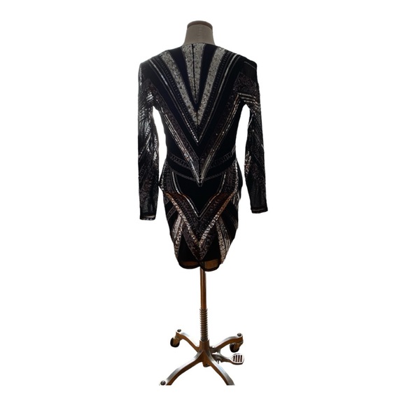 Express silver and black sequin mini fitted dress - size S - Picture 3 of 3